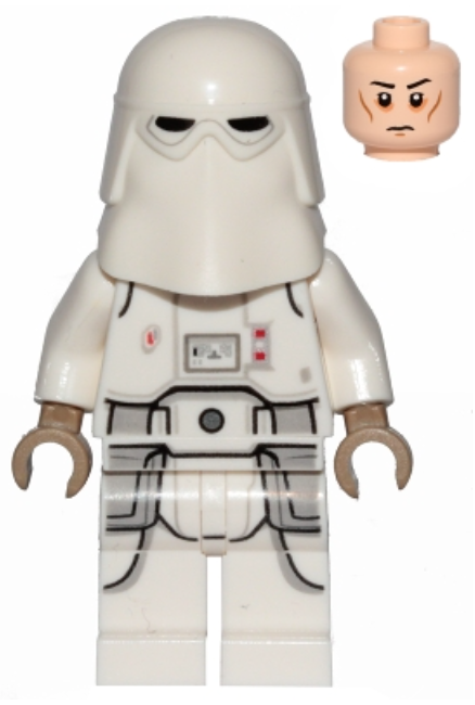 sw1103 Snowtrooper, Printed Legs, Dark Tan Hands, Cheek Lines, Frown