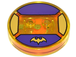 Batgirl - Minifigure, Dark Purple Suit, Yellow Cape, Smirk / Surprised + Base