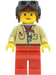 Pippin Reed / Miss Gail Storm - Tan Shirt, Red Legs, Brown Aviator Cap, Black Goggles