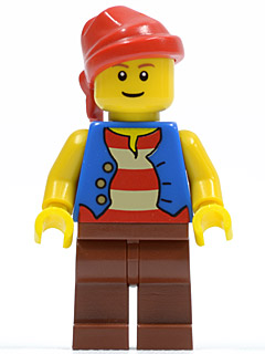 Pirate - Blue Vest, Reddish Brown Legs, Red Bandana, Reddish Brown Eyebrows