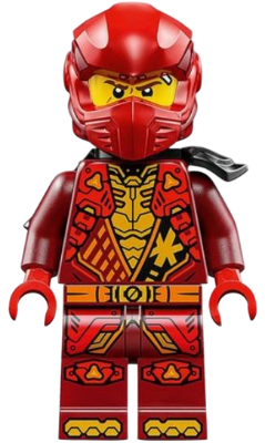 Kai - Dragons Rising, Tunic with Shoulder Armor, Dark Red and Red Head Wrap, Scabbard