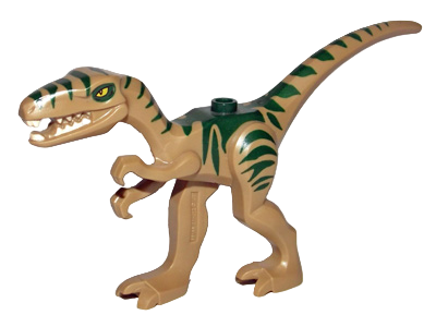 Coelophysis / Gallimimus with Dark Green Stripes and Yellow Eyes Pattern