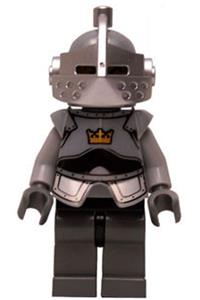 cas350 Fantasy Era - Crown Knight Plain with Breastplate, Helmet with Visor, Curly Eyebrows and Goatee, Black Hips, Light Bluish Gray Legs