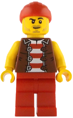 Bo'sun Will - Pirate, Reddish Brown Jacket over Red and White Striped Shirt, Red Legs