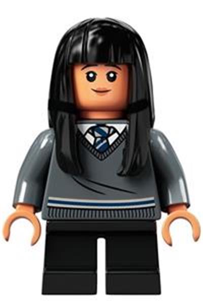 Cho Chang - Dark Bluish Gray Ravenclaw Sweater with Crest, Black Short Legs, Hard Plastic Hair