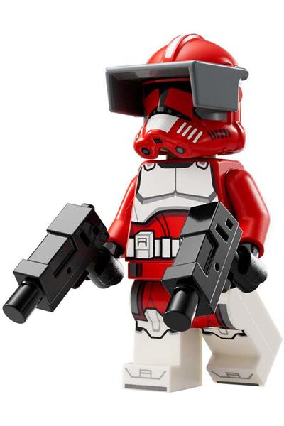 Clone Trooper Commander Fox, Coruscant Guard (Phase 2) - Dark Bluish Gray Visor, Printed Legs