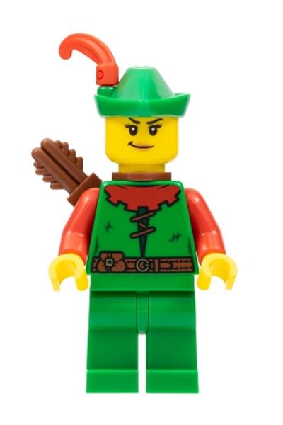 cas572 Forestwoman - Red, Green Hat, Red Feather, Quiver