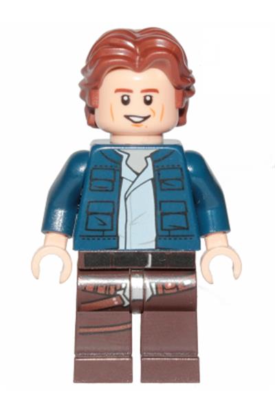 Han Solo, Dark Brown Legs with Holster Pattern, Dark Blue Jacket, Wavy Hair, Smile / Frown