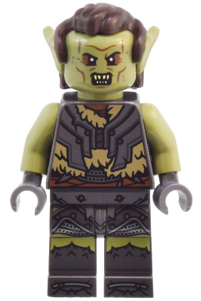Orc - Olive Green Head, Pearl Dark Gray Armor over Dark Tan Fur, Dark Brown Hair