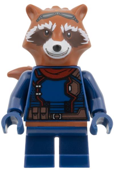 Rocket Raccoon - Dark Blue Outfit, Dark Red Scarf, Reddish Brown Head