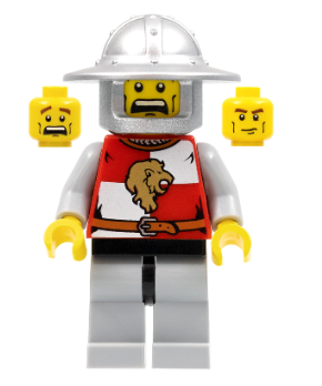 Kingdoms - Lion Knight Quarters, Helmet with Broad Brim, Vertical Cheek Lines, Mouth Closed / Mouth Open Scared Pattern