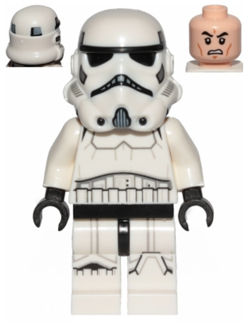 Imperial Stormtrooper - Male, Dual Molded Helmet with Light Bluish Gray Panels on Back, Light Nougat Head, Scowl