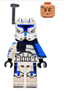 Clone Trooper Captain Rex, 501st Legion (Phase 2) - Blue Cloth Pauldron, Rangefinder, Printed White Arms