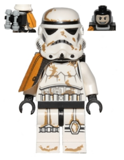 Sandtrooper - Orange Pauldron, Survival Backpack, Dirt Stains, Balaclava Head Print and Helmet with Dotted Mouth Pattern