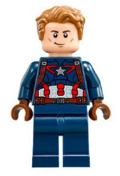 Captain America - Dark Blue Suit, Reddish Brown Hands, Hair, Dark Brown Eyebrows