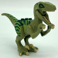 Dinosaur Raptor/Velociraptor with Dark Green Back, Lime Markings and Tan Claws