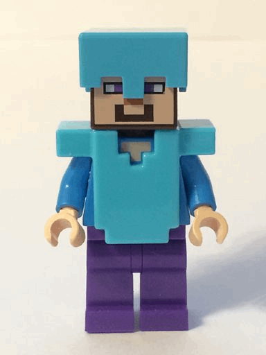 min020 Steve (Light Nougat) - Dark Purple Legs, Medium Azure Helmet and Armor