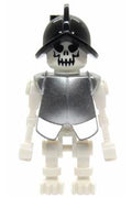 Skeleton, Fantasy Era Torso with Evil Skull, Black Conquistador Helmet, Pearl Light Gray Armor