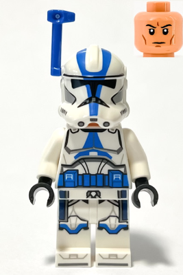 Clone Trooper Officer, 501st Legion (Phase 2) - White Arms, Blue Rangefinder, Nougat Head, Helmet with Holes