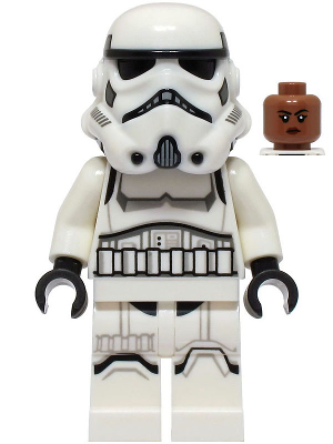 Imperial Stormtrooper - Female, Dual Molded Helmet with Light Bluish Gray Panels on Back, Shoulder Belts, Medium Brown Head
