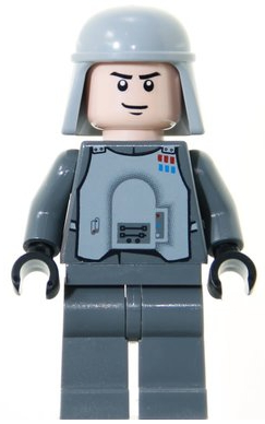Imperial Officer with Battle Armor (Captain / Commandant / Commander) - Dark Bluish Gray Legs, Smirk