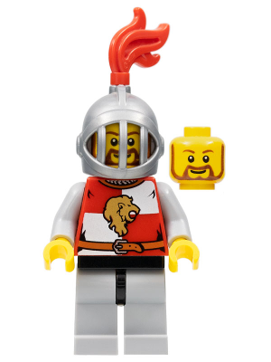 Kingdoms - Lion Knight Quarters, Helmet with Fixed Grille, Brown Beard Rounded