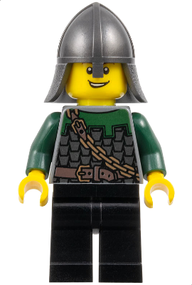 Kingdoms - Dragon Knight Scale Mail with Chain and Belt, Helmet with Neck Protector, Open Grin