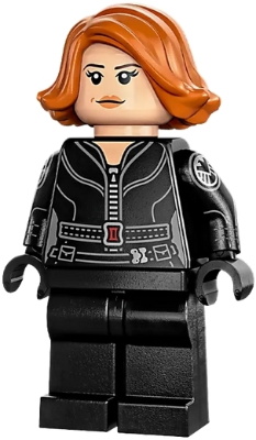 Black Widow - Black Jumpsuit, Dark Orange Short Hair, Plain Legs, Printed Arms