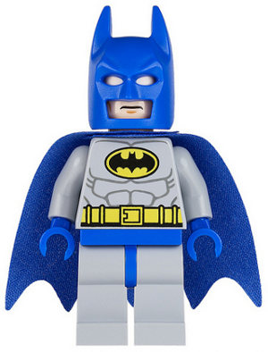 Batman - Light Bluish Gray Suit with Yellow Belt and Crest, Blue Mask and Cape