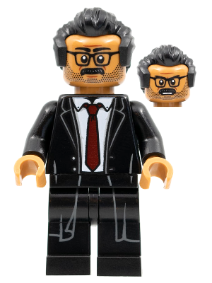 Lt. James Gordon, Black Hair, Black Suit, Dark Red Tie