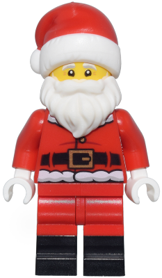 Santa - Fur Lined Jacket with 2 Wrinkles on Back, Red Legs with Black Boots, Santa Hat with Molded Red Top