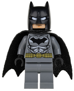 Batman - Dark Bluish Gray Suit, Gold Belt, Black Hands, Spongy Cape