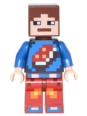 min040 Minecraft Skin 7 - Pixelated, Blue Shirt with Porkchop Icon