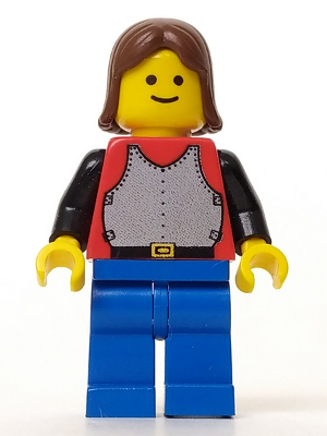 Breastplate - Red with Black Arms, Blue Legs, Brown Female Hair