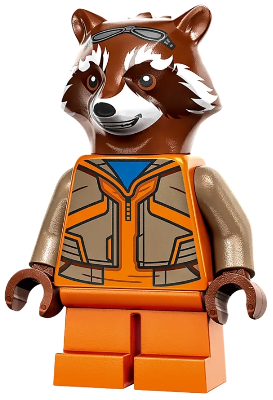 Rocket Raccoon - Orange and Dark Tan Outfit, Reddish Brown Head