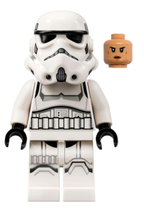 Imperial Stormtrooper - Female, Dual Molded Helmet with Grey Squares on Back, Shoulder Belts, Nougat Head, Frown