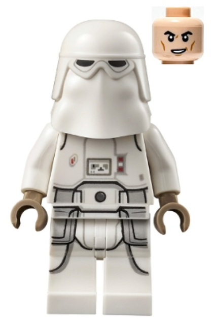 Snowtrooper, Printed Legs, Dark Tan Hands, Cheek Lines, Lopsided Grin