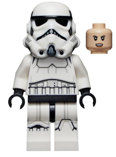 Imperial Stormtrooper - Female, Dual Molded Helmet with Light Bluish Gray Panels on Back, Light Nougat Head, Angry Smile