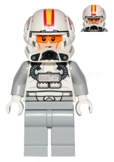 Clone Trooper Pilot (Phase 2) - Light Bluish Gray Arms and Legs, Cheek Lines