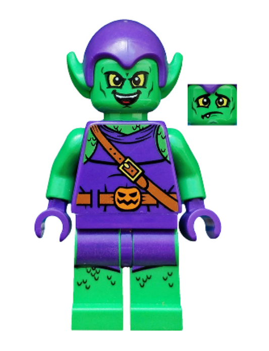 Green Goblin - Bright Green Skin, Dark Purple Outfit, Large Yellow Eyes