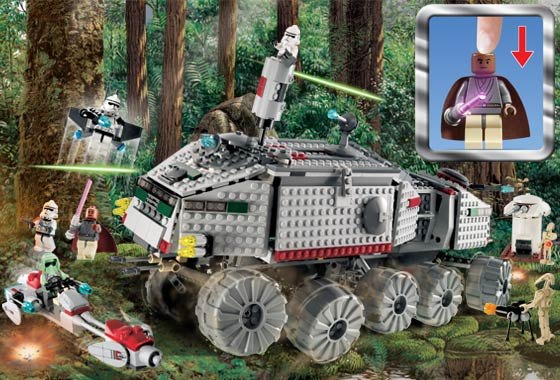 LEGO® 7261 Clone Turbo Tank (with Light-Up Mace Windu, Trans-Light Purple Lightsaber Blade)