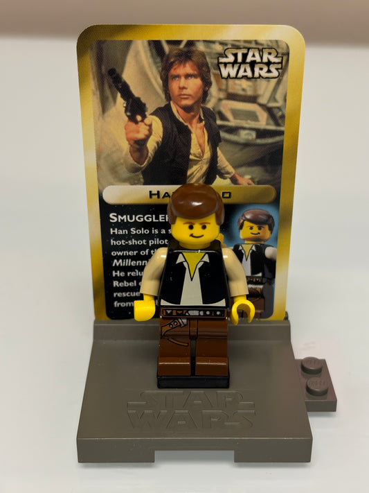 Han Solo - Yellow Head, Black Vest over Tan Shirt, Brown Legs with Belts with Collector's Card