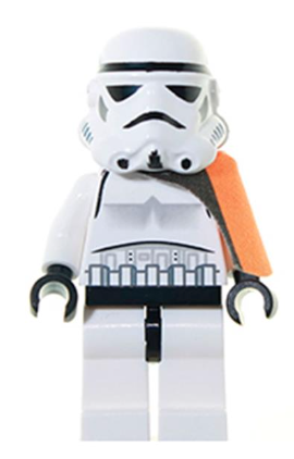 Sandtrooper - Orange Pauldron (Solid), No Survival Backpack, No Dirt Stains, Helmet with Solid Mouth Pattern and Solid Black Head