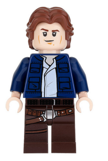 Han Solo, Dark Brown Legs with Holster Pattern, Dark Blue Jacket, Wavy Hair