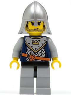 Fantasy Era - Crown Knight Scale Mail with Crown, Helmet with Neck Protector, Black Messy Hair and Stubble