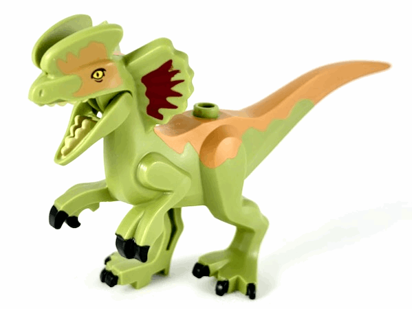 Dilophosaurus Second Version with Flexible Rubber Tail, Dark Red and Medium Nougat Markings