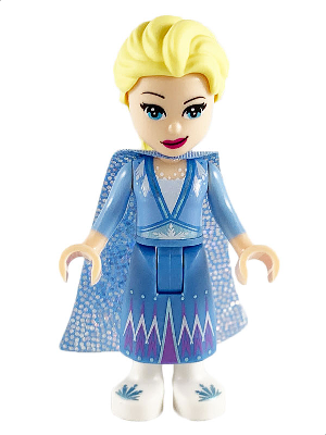 dp069 Elsa - Glitter Cape with Two Tails, Medium Blue Skirt with White Shoes, Lopsided Grin