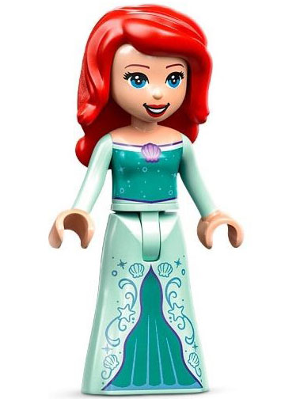 Ariel, Human (Light Nougat) - Light Aqua Dress with Stars, Medium Lavender Shell, Dark Purple Trim, Red Hair with Right Side Part