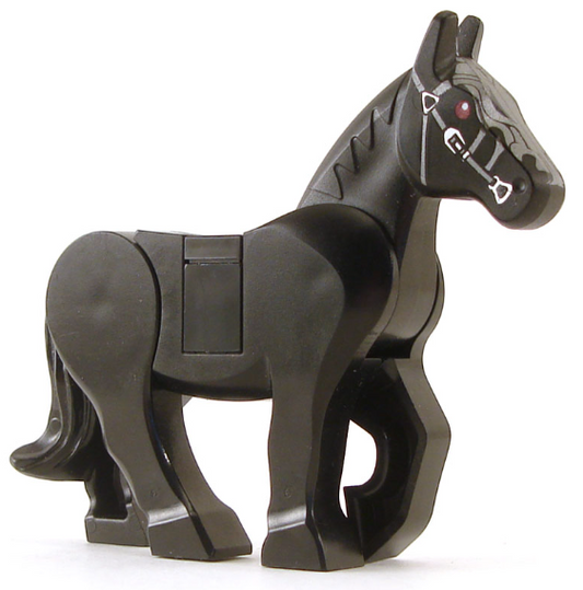 Ringwraith Horse - Horse, Movable Legs with Dark Red Eyes, White Pupils and Pearl Dark Gray Bridle Pattern