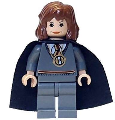 Hermione Granger - Gryffindor Stripe Torso with Time Turner Necklace, Dark Bluish Gray Legs, Black Cape